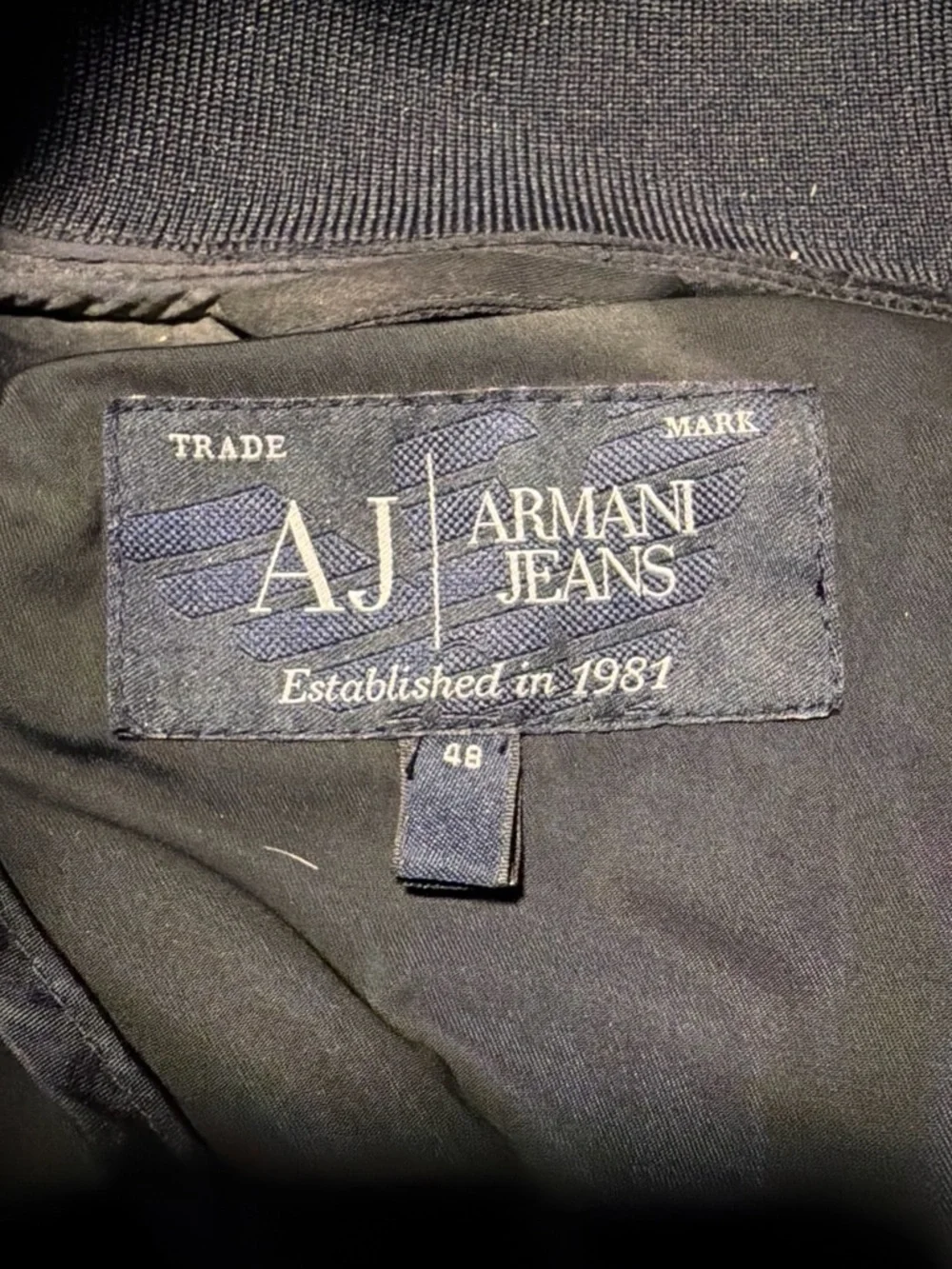 Armani Jeans Men's Dark Black Zip-Up Bomber Jacket